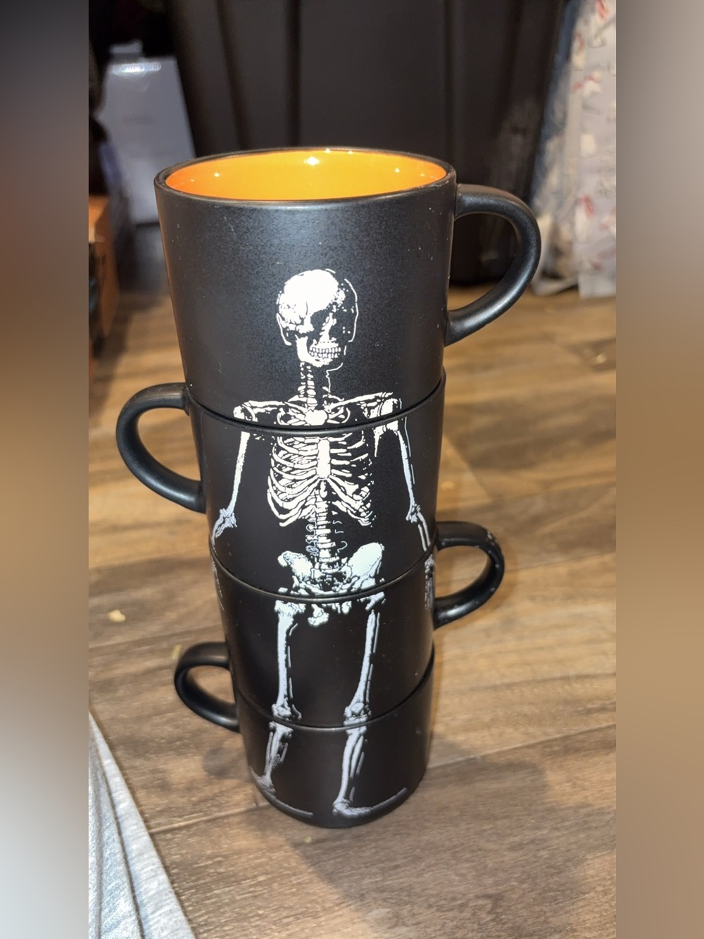 Pack of 4- Stackable Skeleton Coffee Mugs